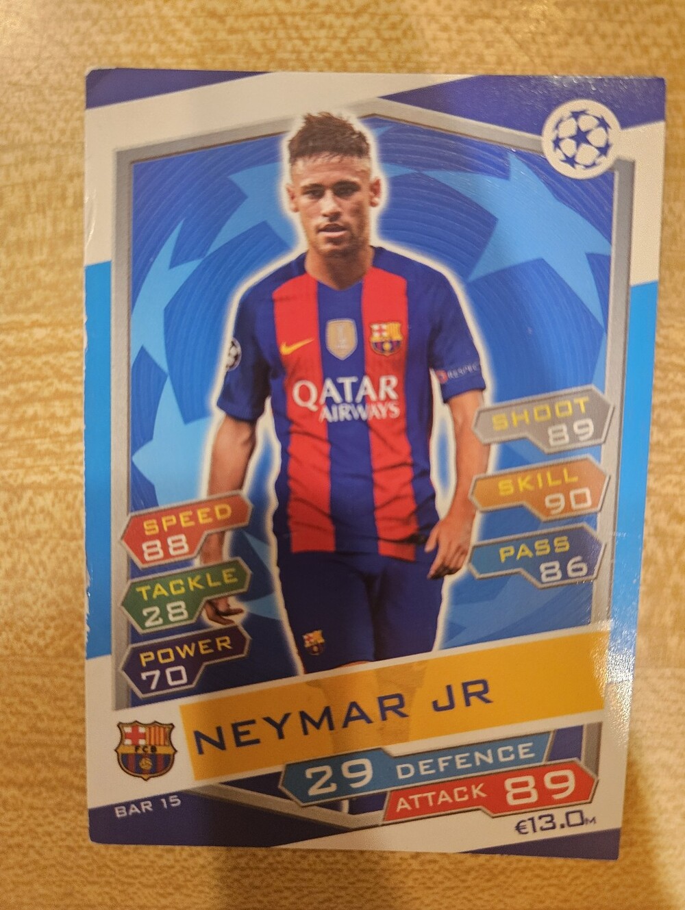 Topps Neymar Jr Blue and Red Barcelona Soccer Card